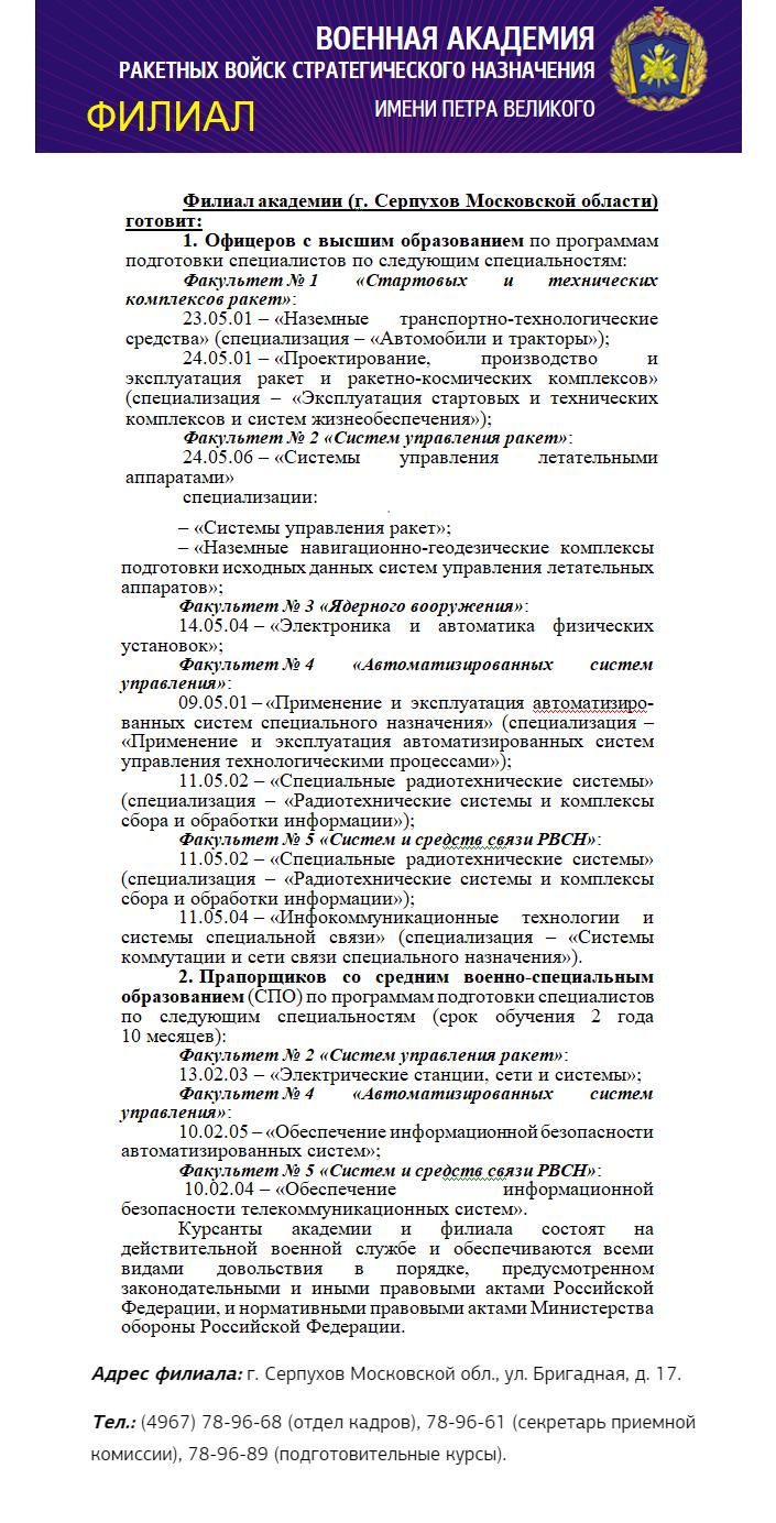 Перечень военных ВУЗов на 2025 г..